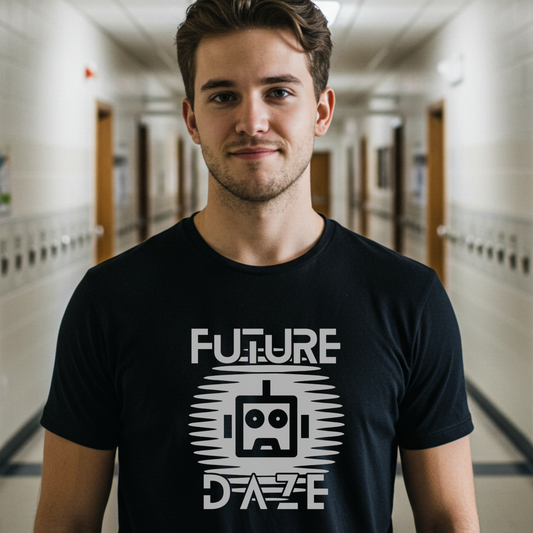 NjoyTek Future collection - 'Future Daze' Graphic Shirt Worn in Future Lifestyle Scene