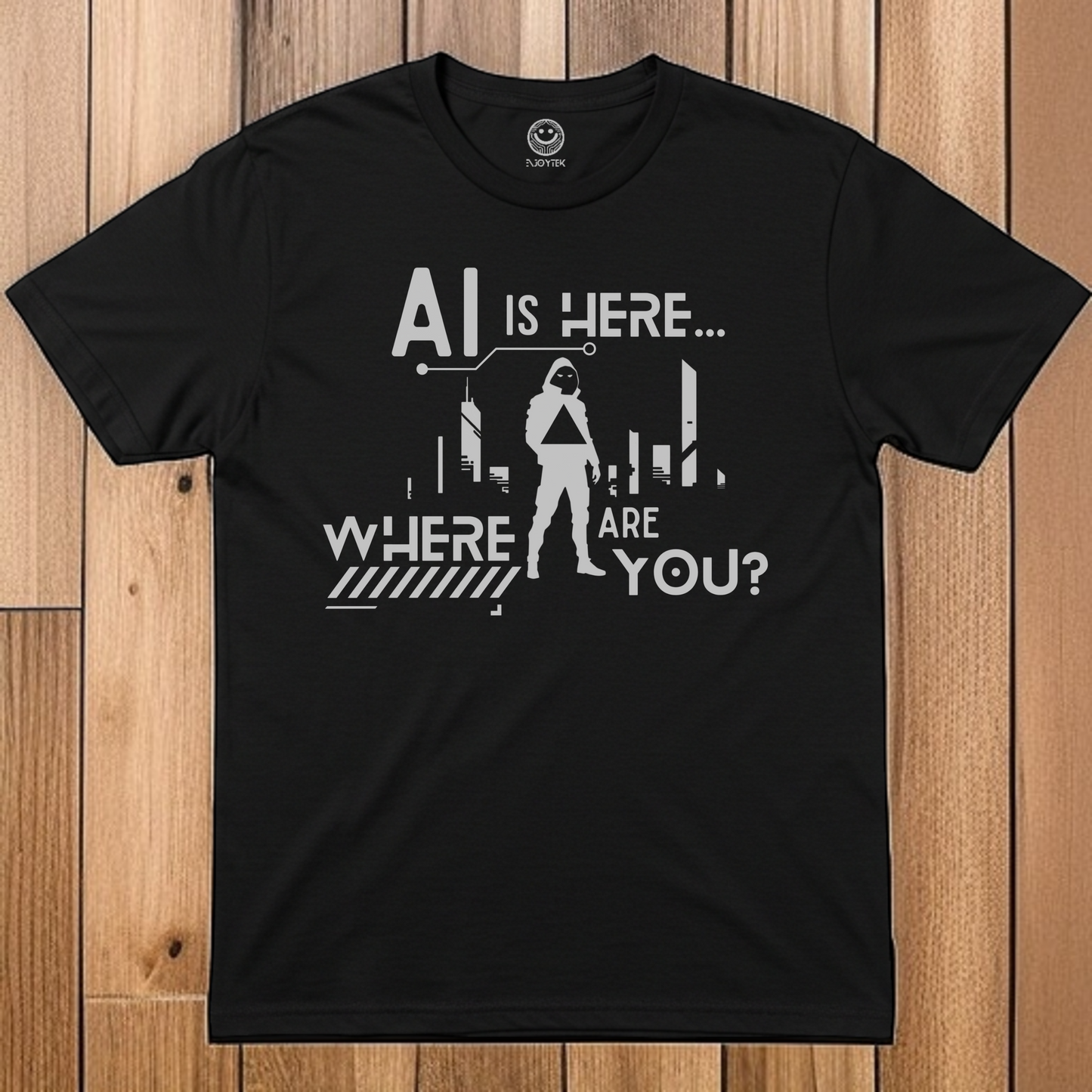 'AI Is Here' Unisex Softstyle T-Shirt – Casual Tech-Inspired Tee